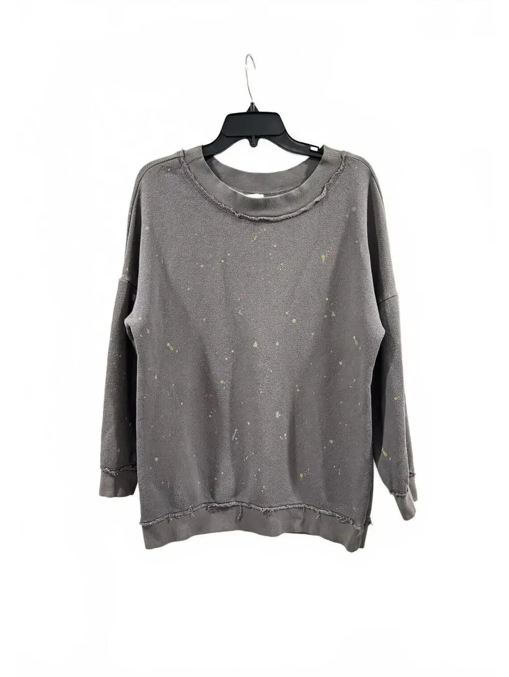 FP Movement Free People Make It Count Gray Splatter Print Sweatshirt Medium